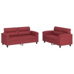 vidaXL Set de canapele cu perne, 2 piese, roșu vin, piele ecologică vidaXL Set de canapele cu perne, 2 piese, roșu vin, piele ecologică