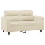 vidaXL Set de canapele cu perne, 2 piese, crem, piele ecologică