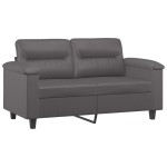 vidaXL Set de canapele cu perne, 3 piese, gri, piele ecologică vidaXL Set de canapele cu perne, 3 piese, gri, piele ecologică