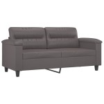 vidaXL Set de canapele cu perne, 3 piese, gri, piele ecologică vidaXL Set de canapele cu perne, 3 piese, gri, piele ecologică