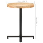 vidaXL Masă de bistro, Ø60x75 cm, lemn de mango nefinisat, rotundă