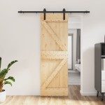 vidaXL Ușă glisantă cu set de feronerie 70x210 cm, lemn masiv de pin vidaXL Ușă glisantă cu set de feronerie 70x210 cm, lemn masiv de pin