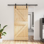 vidaXL Ușă glisantă cu set de feronerie 85x210 cm, lemn masiv de pin vidaXL Ușă glisantă cu set de feronerie 85x210 cm, lemn masiv de pin