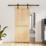 vidaXL Ușă glisantă cu set de feronerie 85x210 cm, lemn masiv de pin vidaXL Ușă glisantă cu set de feronerie 85x210 cm, lemn masiv de pin