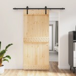 vidaXL Ușă glisantă cu set feronerie, 90x210 cm, lemn masiv de pin vidaXL Ușă glisantă cu set feronerie, 90x210 cm, lemn masiv de pin