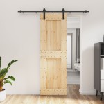 vidaXL Ușă glisantă cu set de feronerie 70x210 cm, lemn masiv de pin vidaXL Ușă glisantă cu set de feronerie 70x210 cm, lemn masiv de pin