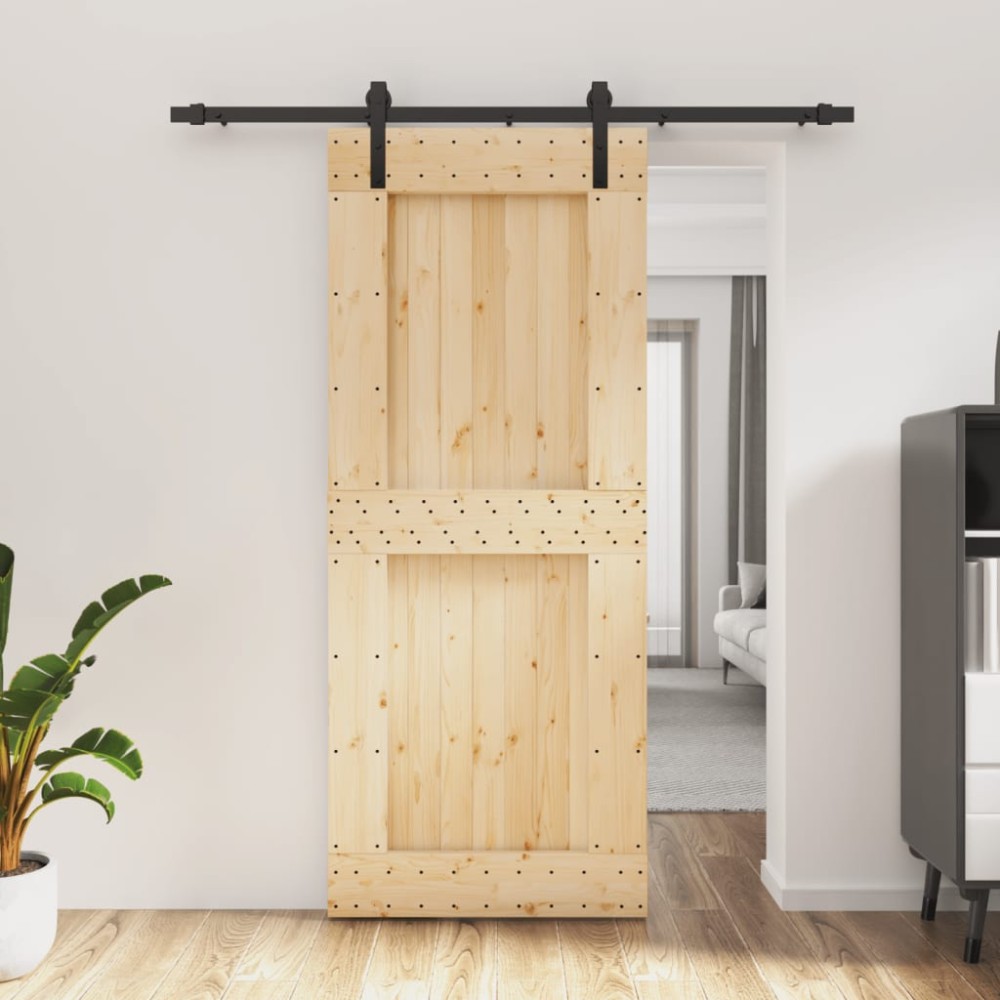 vidaXL Ușă glisantă cu set de feronerie 85x210 cm, lemn masiv de pin