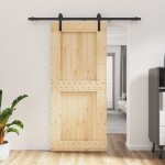 vidaXL Ușă glisantă cu set feronerie, 90x210 cm, lemn masiv de pin vidaXL Ușă glisantă cu set feronerie, 90x210 cm, lemn masiv de pin