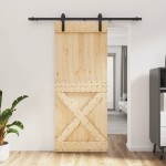 vidaXL Ușă glisantă cu set de feronerie 85x210 cm, lemn masiv de pin vidaXL Ușă glisantă cu set de feronerie 85x210 cm, lemn masiv de pin