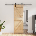 vidaXL Ușă glisantă cu set de feronerie 70x210 cm, lemn masiv de pin vidaXL Ușă glisantă cu set de feronerie 70x210 cm, lemn masiv de pin