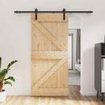 vidaXL Ușă glisantă cu set de feronerie 95x210 cm, lemn masiv de pin vidaXL Ușă glisantă cu set de feronerie 95x210 cm, lemn masiv de pin