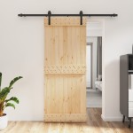 vidaXL Ușă glisantă cu set de feronerie 85x210 cm, lemn masiv de pin vidaXL Ușă glisantă cu set de feronerie 85x210 cm, lemn masiv de pin