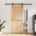 vidaXL Ușă glisantă cu set feronerie, 90x210 cm, lemn masiv de pin vidaXL Ușă glisantă cu set feronerie, 90x210 cm, lemn masiv de pin