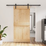 vidaXL Ușă glisantă cu set de feronerie 95x210 cm, lemn masiv de pin vidaXL Ușă glisantă cu set de feronerie 95x210 cm, lemn masiv de pin