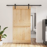 vidaXL Ușă glisantă cu set feronerie, 100x210 cm, lemn masiv de pin vidaXL Ușă glisantă cu set feronerie, 100x210 cm, lemn masiv de pin