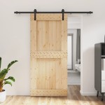 vidaXL Ușă glisantă cu set de feronerie 95x210 cm, lemn masiv de pin vidaXL Ușă glisantă cu set de feronerie 95x210 cm, lemn masiv de pin