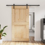 vidaXL Ușă glisantă cu set feronerie, 100x210 cm, lemn masiv de pin vidaXL Ușă glisantă cu set feronerie, 100x210 cm, lemn masiv de pin