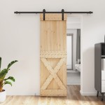 vidaXL Ușă glisantă cu set de feronerie 70x210 cm, lemn masiv de pin vidaXL Ușă glisantă cu set de feronerie 70x210 cm, lemn masiv de pin