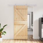 vidaXL Ușă glisantă cu set de feronerie 85x210 cm, lemn masiv de pin vidaXL Ușă glisantă cu set de feronerie 85x210 cm, lemn masiv de pin