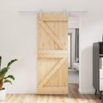 vidaXL Ușă glisantă cu set de feronerie 80x210 cm, lemn masiv de pin vidaXL Ușă glisantă cu set de feronerie 80x210 cm, lemn masiv de pin