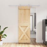 vidaXL Ușă glisantă cu set de feronerie 70x210 cm, lemn masiv de pin vidaXL Ușă glisantă cu set de feronerie 70x210 cm, lemn masiv de pin