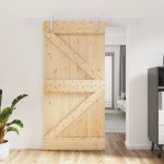 vidaXL Ușă glisantă cu set feronerie, 100x210 cm, lemn masiv de pin vidaXL Ușă glisantă cu set feronerie, 100x210 cm, lemn masiv de pin