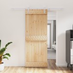 vidaXL Ușă glisantă cu set de feronerie 80x210 cm, lemn masiv de pin vidaXL Ușă glisantă cu set de feronerie 80x210 cm, lemn masiv de pin
