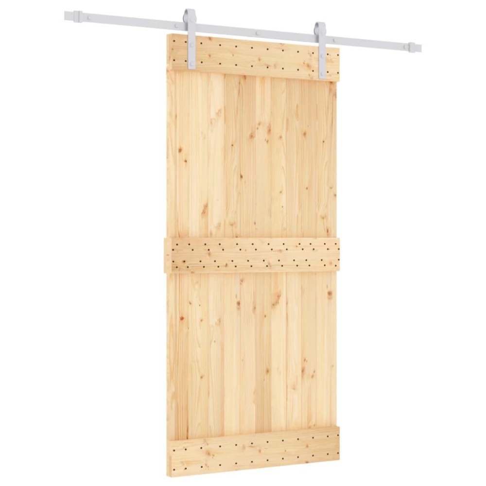 vidaXL Ușă glisantă cu set de feronerie 95x210 cm, lemn masiv de pin
