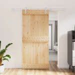 vidaXL Ușă glisantă cu set de feronerie 95x210 cm, lemn masiv de pin vidaXL Ușă glisantă cu set de feronerie 95x210 cm, lemn masiv de pin