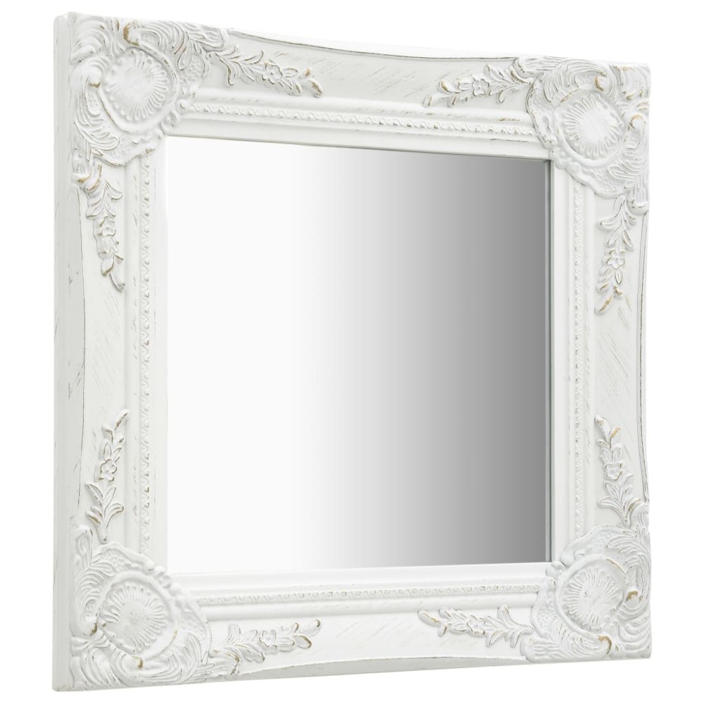vidaXL Oglindă de perete în stil baroc, alb, 40 x 40 cm