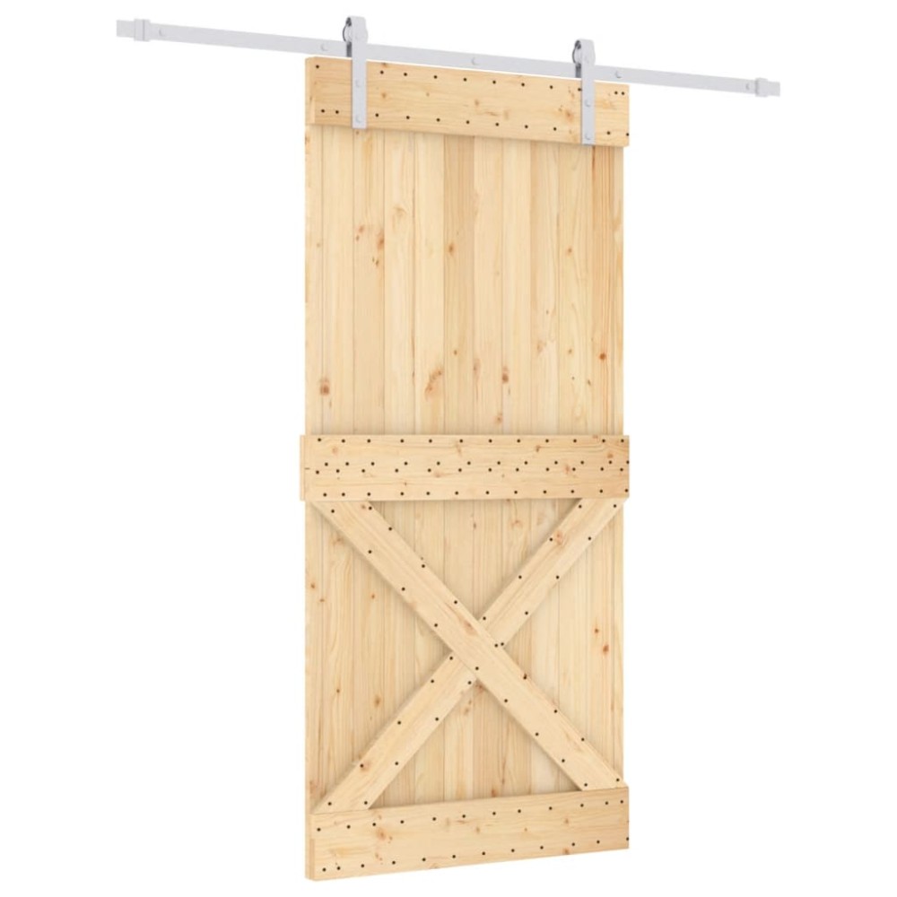vidaXL Ușă glisantă cu set de feronerie 95x210 cm, lemn masiv de pin