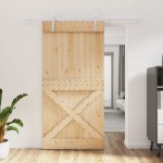 vidaXL Ușă glisantă cu set feronerie, 100x210 cm, lemn masiv de pin vidaXL Ușă glisantă cu set feronerie, 100x210 cm, lemn masiv de pin
