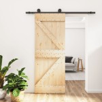 vidaXL Ușă glisantă cu set de feronerie 85x210 cm, lemn masiv de pin vidaXL Ușă glisantă cu set de feronerie 85x210 cm, lemn masiv de pin