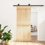 vidaXL Ușă glisantă cu set de feronerie 85x210 cm, lemn masiv de pin vidaXL Ușă glisantă cu set de feronerie 85x210 cm, lemn masiv de pin