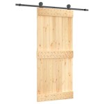 vidaXL Ușă glisantă cu set feronerie, 90x210 cm, lemn masiv de pin vidaXL Ușă glisantă cu set feronerie, 90x210 cm, lemn masiv de pin