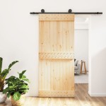 vidaXL Ușă glisantă cu set feronerie, 90x210 cm, lemn masiv de pin vidaXL Ușă glisantă cu set feronerie, 90x210 cm, lemn masiv de pin