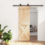 vidaXL Ușă glisantă cu set de feronerie 70x210 cm, lemn masiv de pin vidaXL Ușă glisantă cu set de feronerie 70x210 cm, lemn masiv de pin