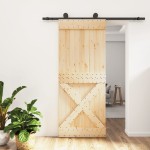 vidaXL Ușă glisantă cu set de feronerie 85x210 cm, lemn masiv de pin vidaXL Ușă glisantă cu set de feronerie 85x210 cm, lemn masiv de pin