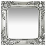 vidaXL Oglindă de perete în stil baroc, argintiu, 40 x 40 cm vidaXL Oglindă de perete în stil baroc, argintiu, 40 x 40 cm