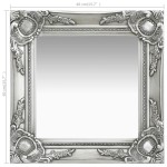 vidaXL Oglindă de perete în stil baroc, argintiu, 40 x 40 cm vidaXL Oglindă de perete în stil baroc, argintiu, 40 x 40 cm