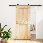 vidaXL Ușă glisantă cu set feronerie, 90x210 cm, lemn masiv de pin vidaXL Ușă glisantă cu set feronerie, 90x210 cm, lemn masiv de pin