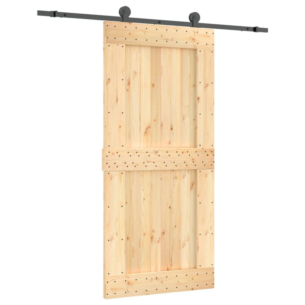 vidaXL Ușă glisantă cu set de feronerie 95x210 cm, lemn masiv de pin
