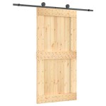 vidaXL Ușă glisantă cu set feronerie, 100x210 cm, lemn masiv de pin
