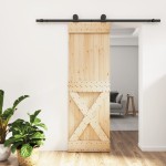 vidaXL Ușă glisantă cu set de feronerie 70x210 cm, lemn masiv de pin vidaXL Ușă glisantă cu set de feronerie 70x210 cm, lemn masiv de pin