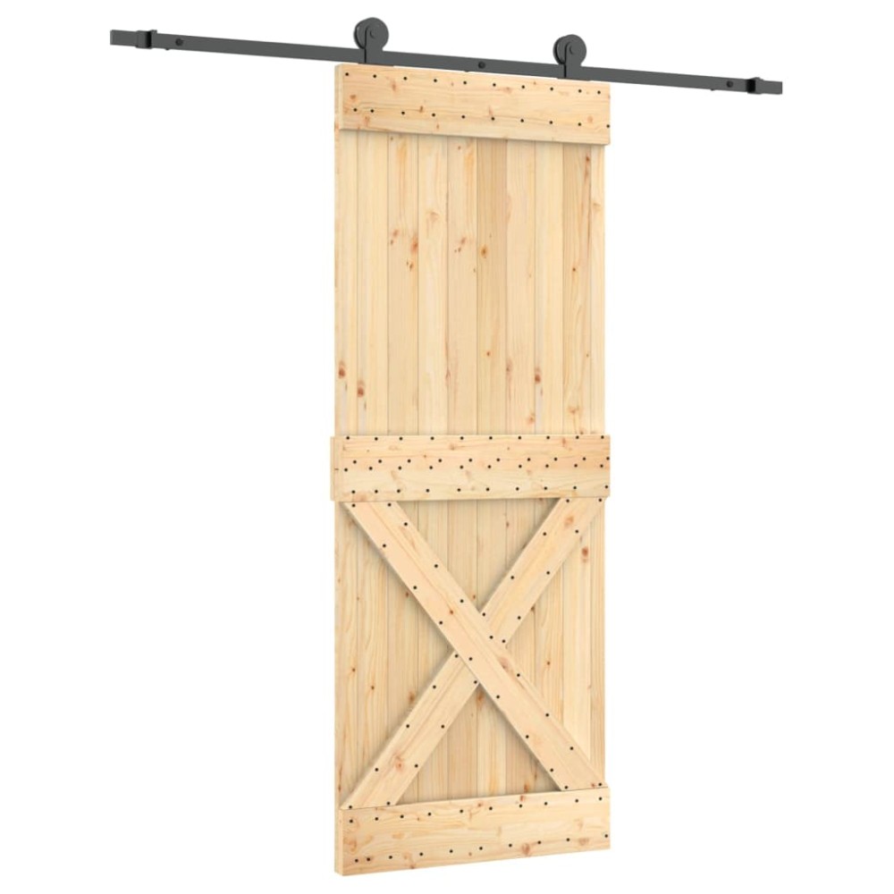 vidaXL Ușă glisantă cu set de feronerie 80x210 cm, lemn masiv de pin