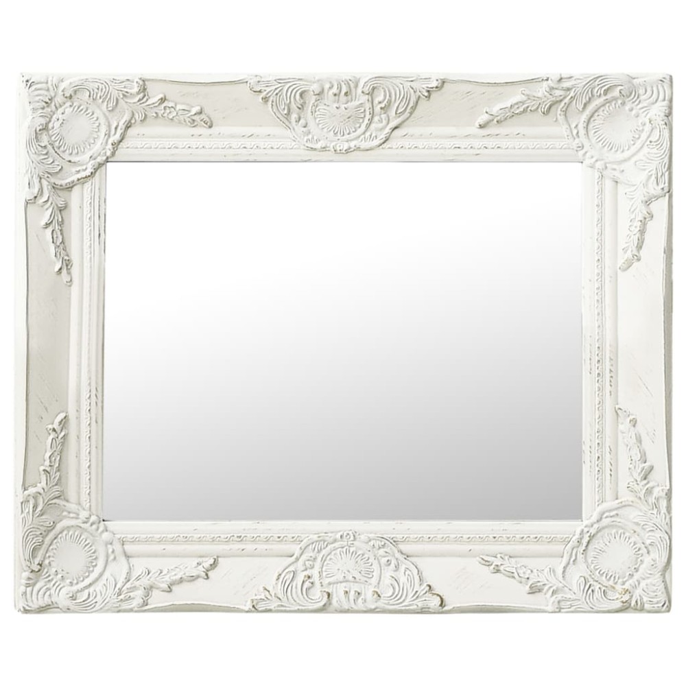 vidaXL Oglindă de perete în stil baroc, alb, 50 x 40 cm