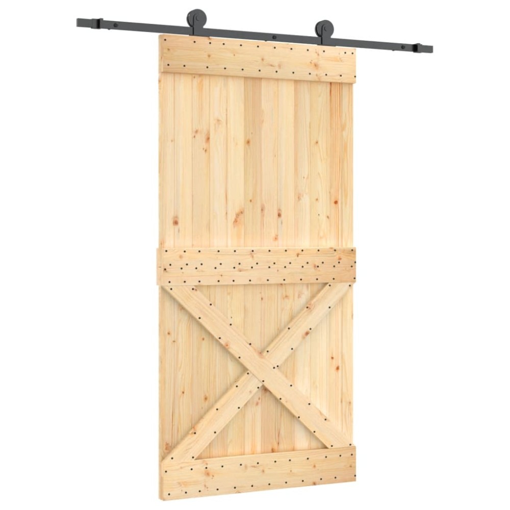 vidaXL Ușă glisantă cu set feronerie, 100x210 cm, lemn masiv de pin