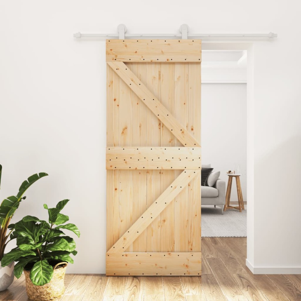 vidaXL Ușă glisantă cu set de feronerie 85x210 cm, lemn masiv de pin