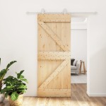 vidaXL Ușă glisantă cu set de feronerie 85x210 cm, lemn masiv de pin vidaXL Ușă glisantă cu set de feronerie 85x210 cm, lemn masiv de pin