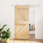 vidaXL Ușă glisantă cu set feronerie, 90x210 cm, lemn masiv de pin vidaXL Ușă glisantă cu set feronerie, 90x210 cm, lemn masiv de pin